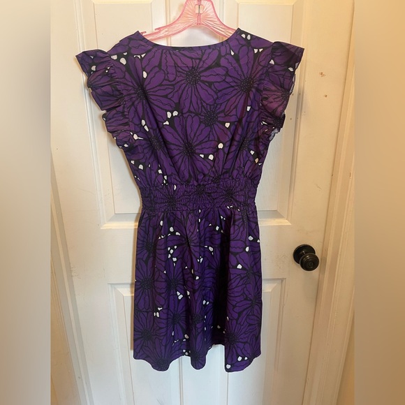 LIKE NEW SHEIN LUNE Allover Print Butterfly Sleeve Dress - Purple - Sz 6/Medium - Picture 6 of 12